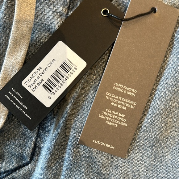Zanerobe sureshot denim chino mid blue size 34 - Picture 2 of 5